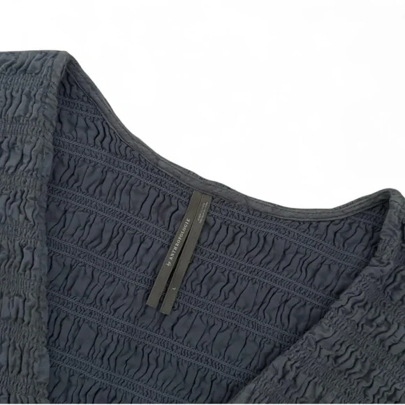 Anthropologie peregrine midi dress cotton smocked slate blue - Picture 6 of 6